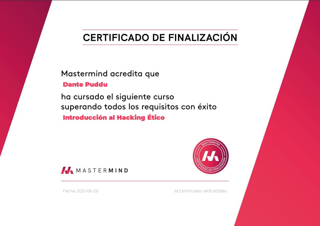 Certificación Introduccion al Hacking Ético